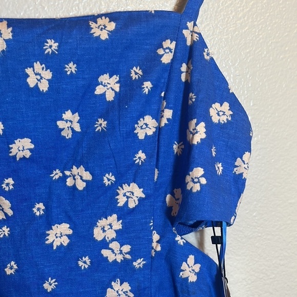 ZARA Spaghetti Strap Floral Linen Blend Cut Out Sides Dress - Picture 4 of 11